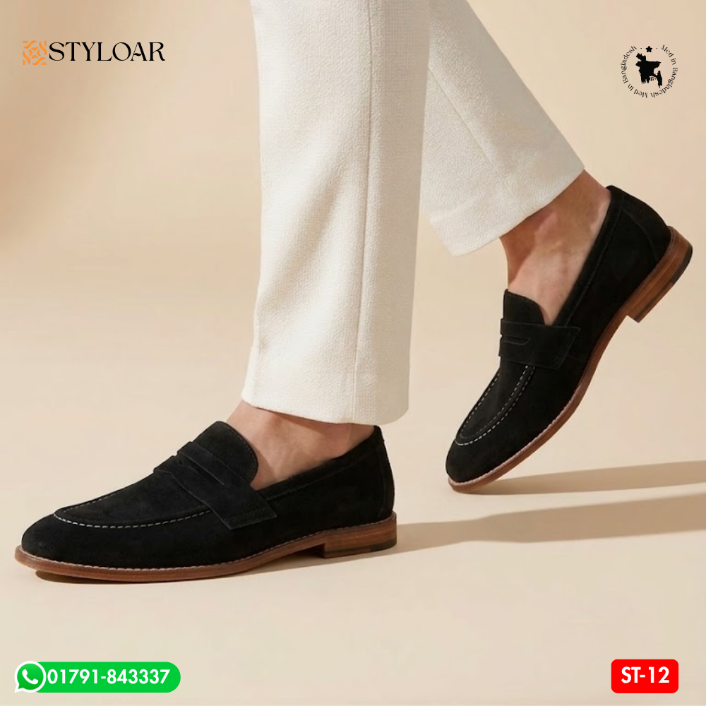 100% Original Suede Leather Hand Made Penny Loafer ST-12