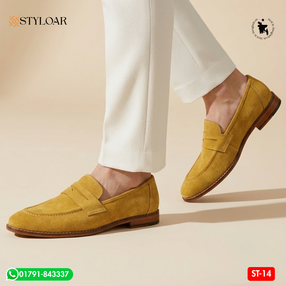 100% Original Suede Leather Hand Made Penny Loafer ST-14